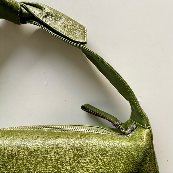 Kate Spade vintage 90s leather shoulder bag with bow strap in olive green - Picture 8 of 12